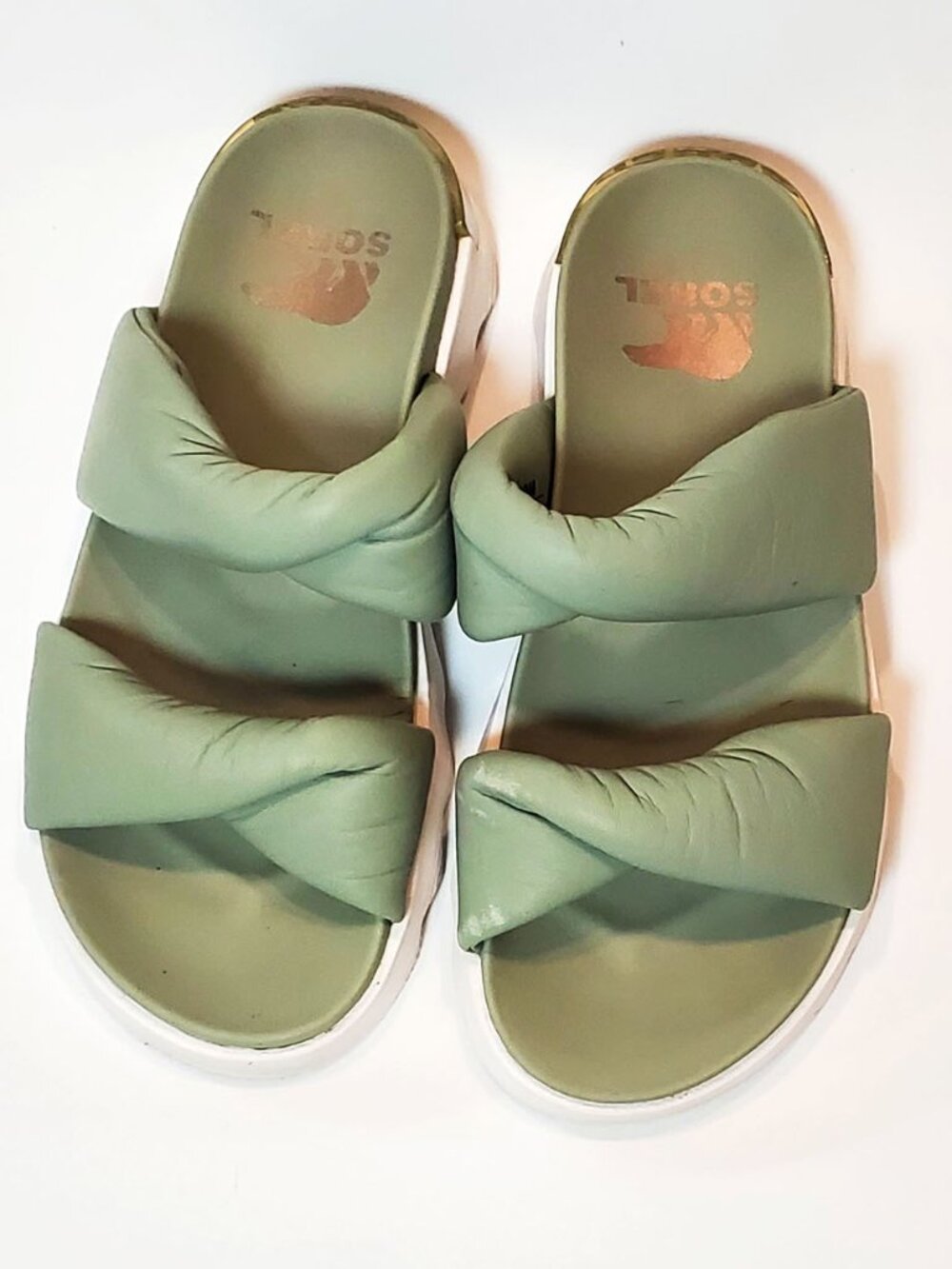 Sorel Leather Twist Slide Sandals Sz 6.5